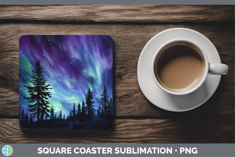Galaxy Northern Lights Square Coaster Sublimation Coaster De
