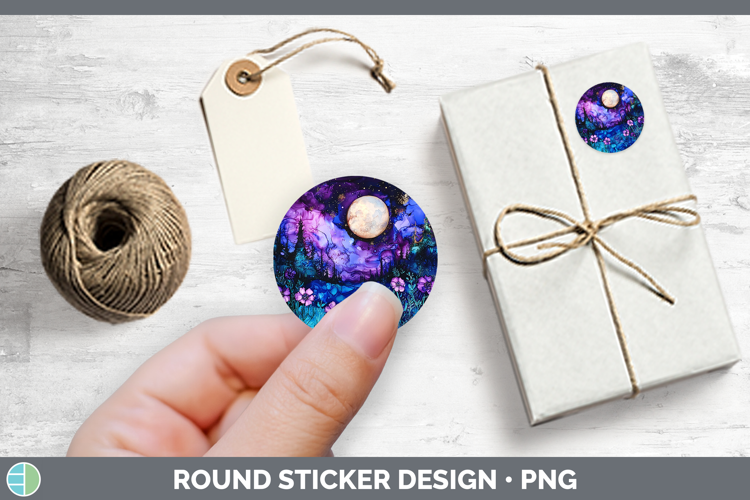 Galaxy Northern Lights Stickers | Round Labels Designs