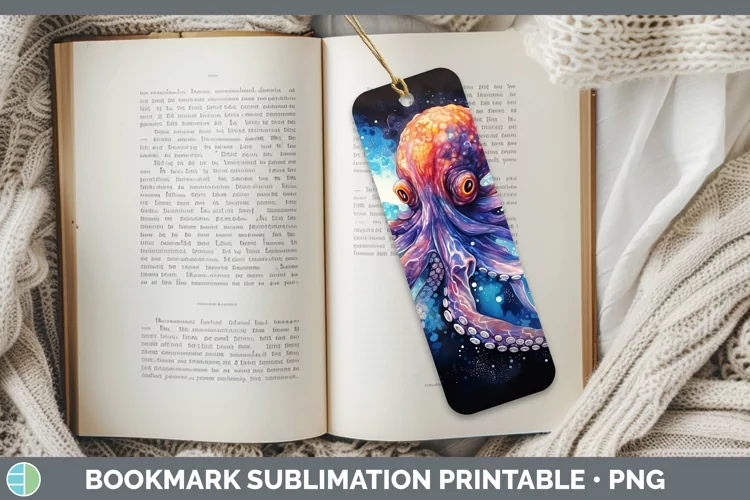 Galaxy Octopus Bookmark Sublimation Printable Designs