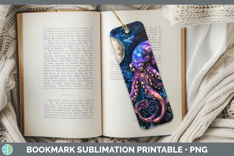 Galaxy Octopus Bookmark Sublimation Printable Designs