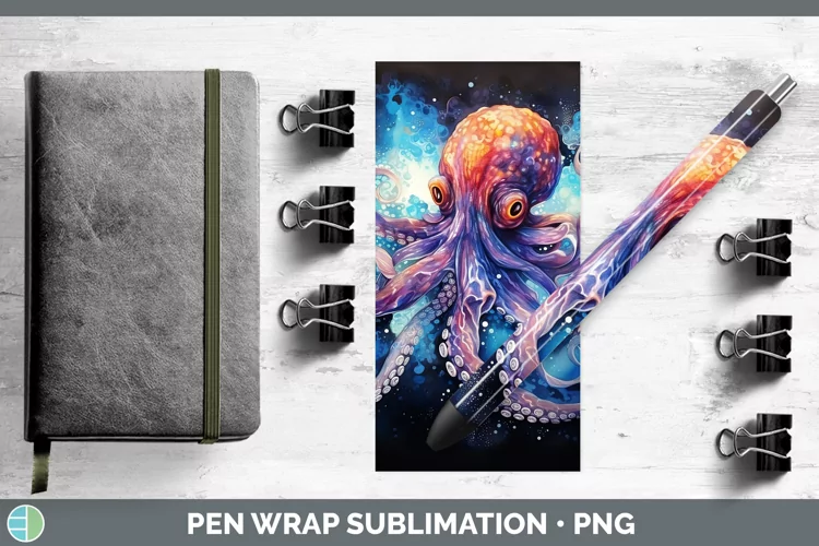 Galaxy Octopus Pen Wrap Sublimation Epoxy Pen Designs