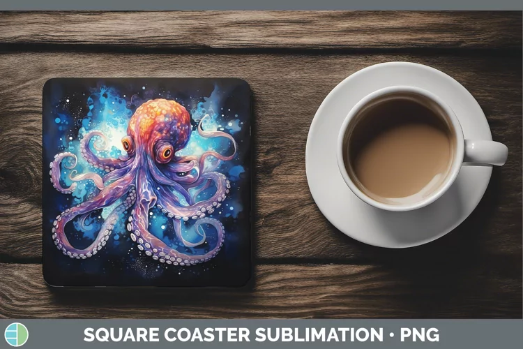 Galaxy Octopus Square Coaster Sublimation Coaster Designs