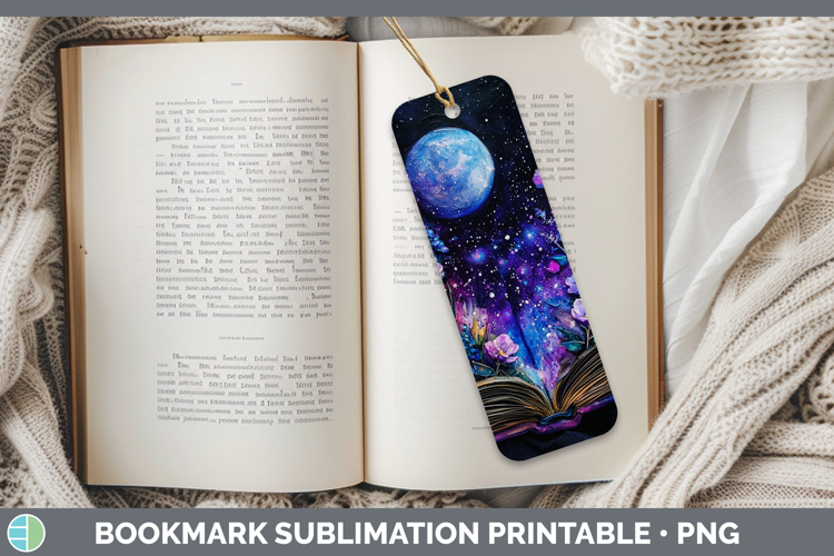 Galaxy Open Book Bookmark Sublimation Printable Designs