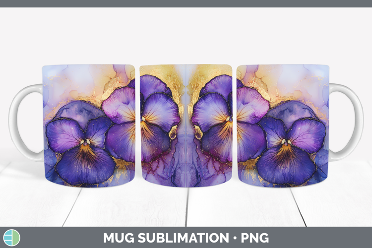 Galaxy Pansy Mug Wrap Sublimation Coffee Cup Designs