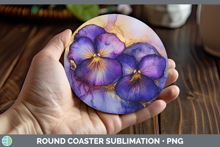 Galaxy Pansy Round Coaster Sublimation Coaster Designs