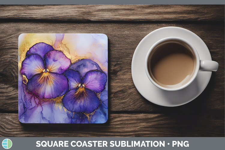 Galaxy Pansy Square Coaster Sublimation Coaster Designs