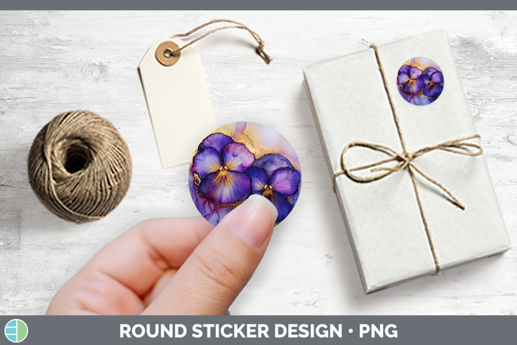 Galaxy Pansy Stickers | Round Labels Designs