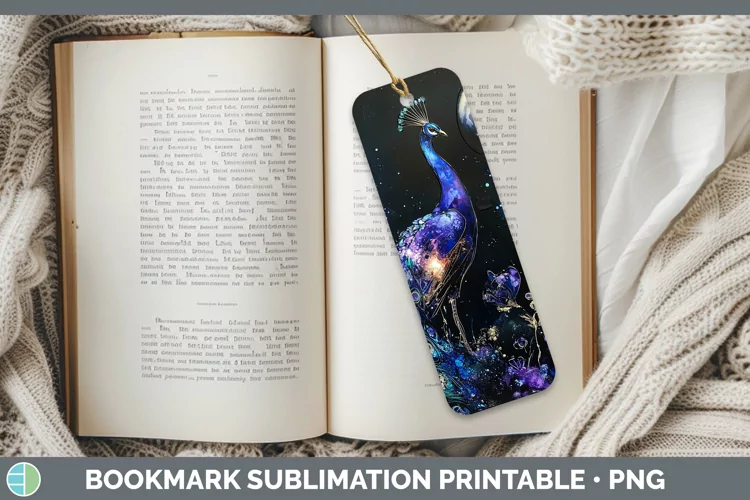 Galaxy Peacock Bookmark Sublimation Printable Designs