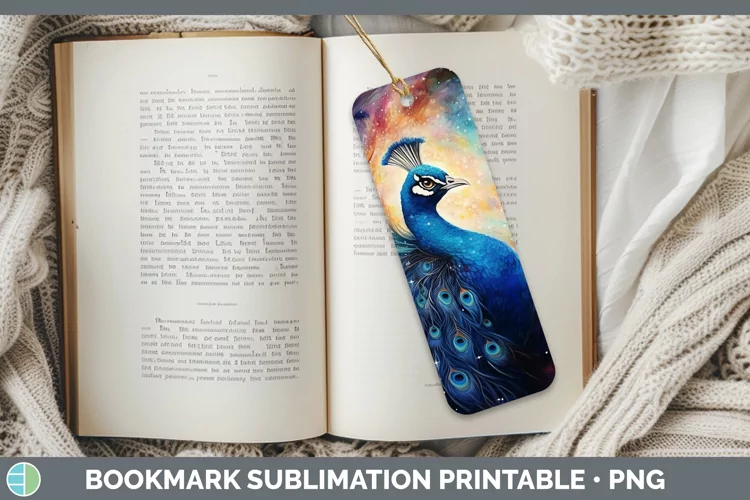 Galaxy Peacock Bookmark Sublimation Printable Designs