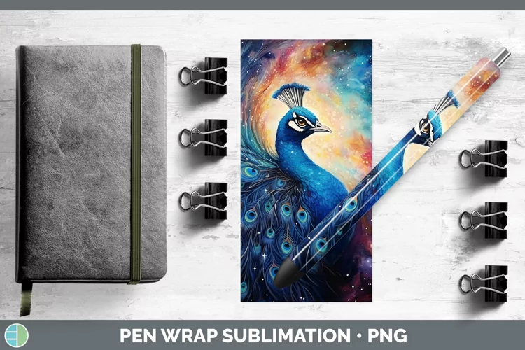 Galaxy Peacock Pen Wrap Sublimation Epoxy Pen Designs