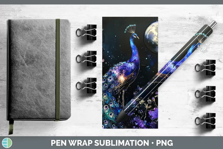 Galaxy Peacock Pen Wrap Sublimation Pen Designs