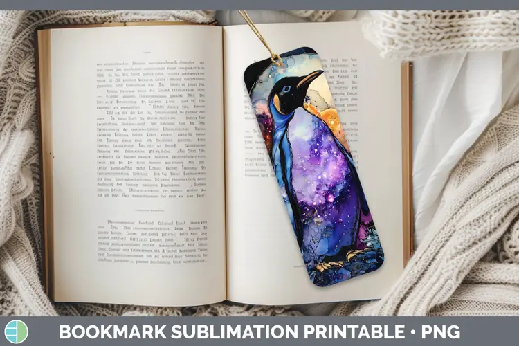 Galaxy Penguin Bookmark Sublimation Printable Designs