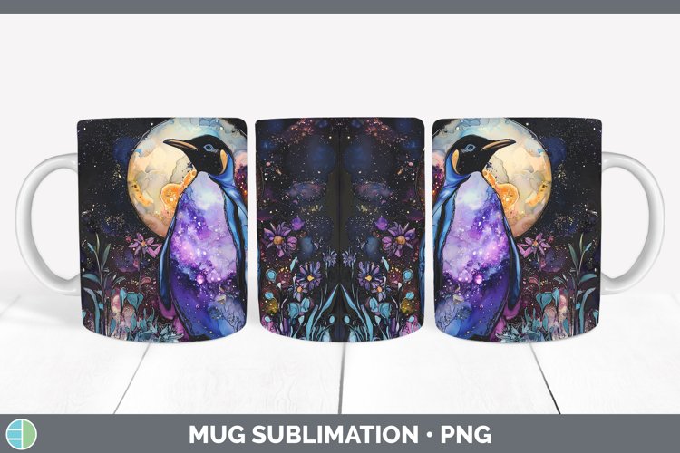 Galaxy Penguin Mug Wrap Sublimation Coffee Cup Designs