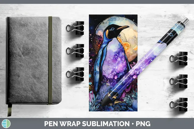 Galaxy Penguin Pen Wrap Sublimation Pen Designs