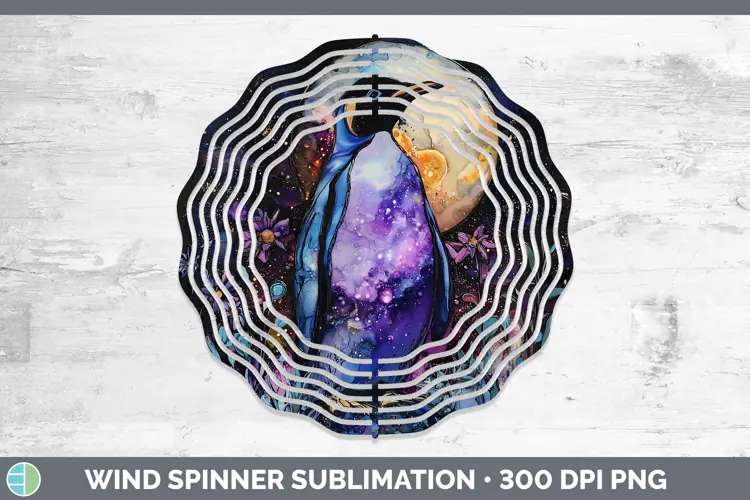Galaxy Penguin Wind Spinner Sublimation Spinner Designs