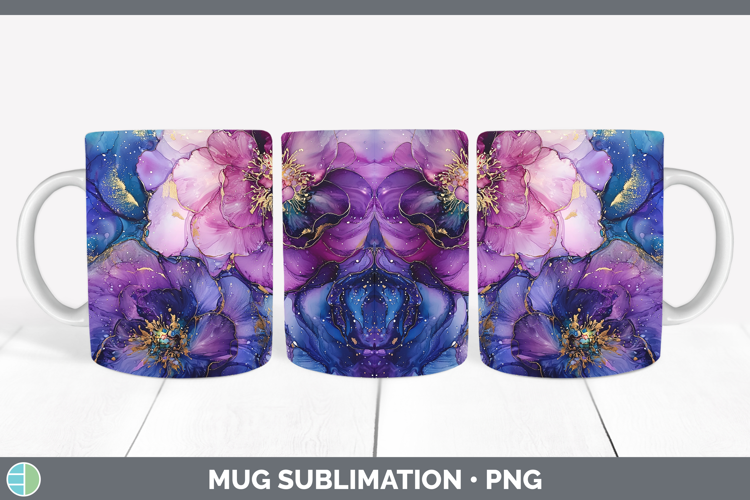Galaxy Peony Mug Wrap Sublimation Coffee Cup Designs