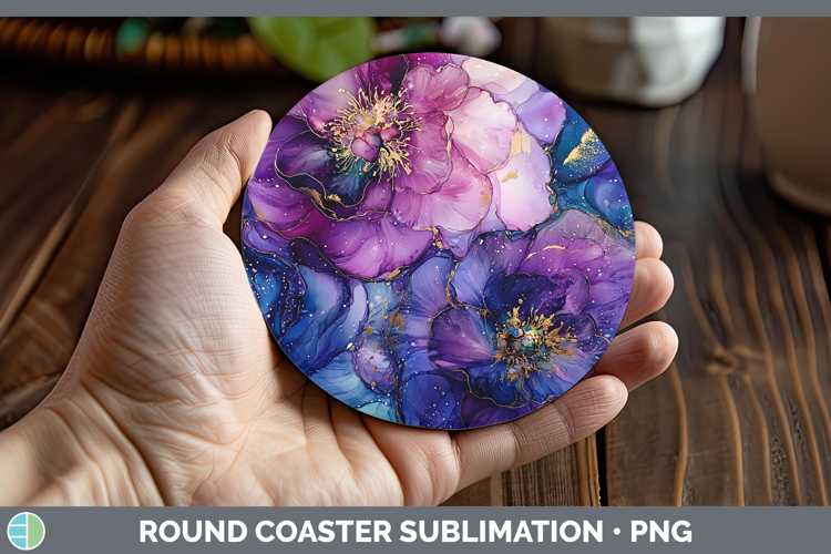 Galaxy Peony Round Coaster Sublimation Coaster Designs