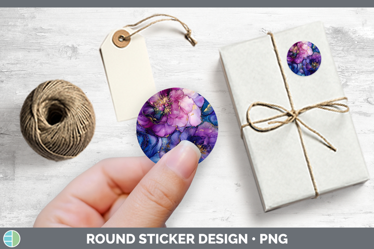 Galaxy Peony Stickers | Round Labels Designs