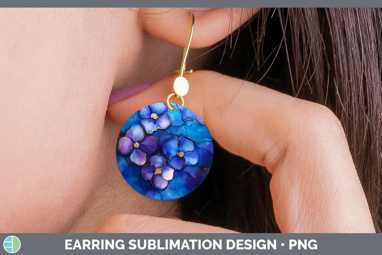 Galaxy Periwinkle Round Earrings Sublimation Earrings Design