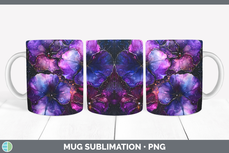 Galaxy Petunia Mug Wrap Sublimation Coffee Cup Designs