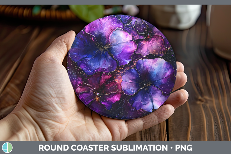 Galaxy Petunia Round Coaster Sublimation Coaster Designs