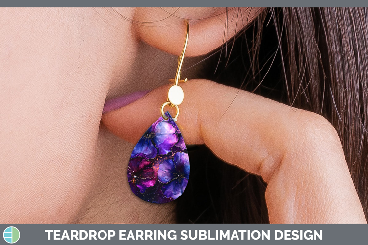 Galaxy Petunia Teardrop Earrings Sublimation Earrings Design