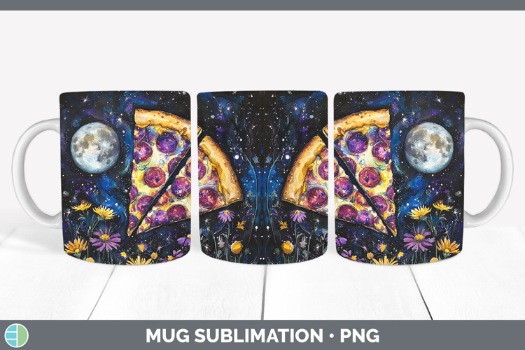 Galaxy Pizza Mug Wrap Sublimation Coffee Cup Designs