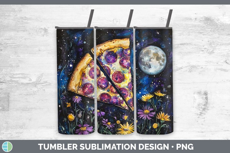 Galaxy Pizza Tumbler Sublimation 20 oz Skinny Tumbler Design