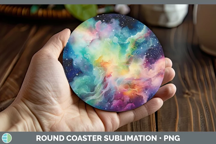 Galaxy Rainbow Round Coaster Sublimation Coaster Designs