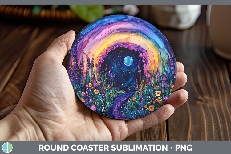 Galaxy Rainbow Round Coaster Sublimation Coaster Designs