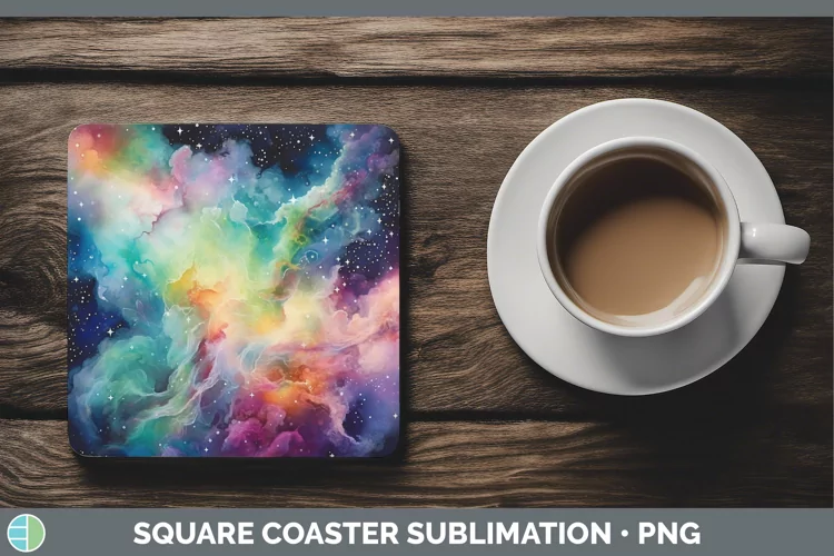 Galaxy Rainbow Square Coaster Sublimation Coaster Designs