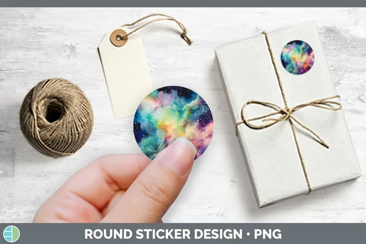 Galaxy Rainbow Stickers | Round Labels Designs