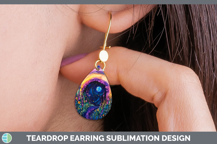 Galaxy Rainbow Teardrop Earrings Sublimation Earrings Design