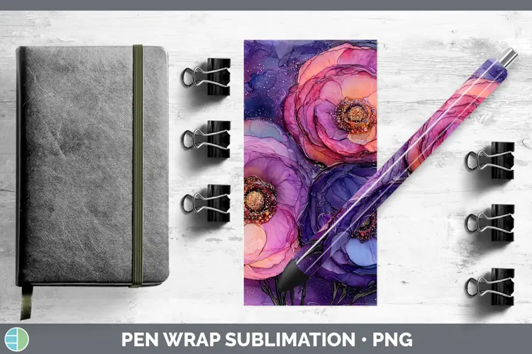 Galaxy Ranunculus Pen Wrap Sublimation Pen Designs