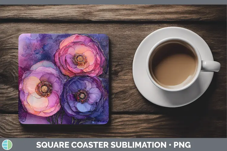 Galaxy Ranunculus Square Coaster Sublimation Coaster Designs
