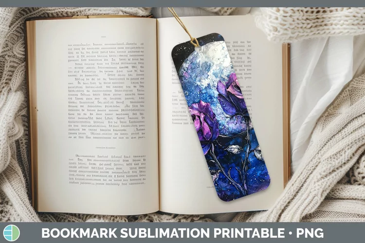 Galaxy Rose Bookmark Sublimation Printable Designs