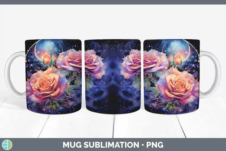 Galaxy Rose Mug Wrap Sublimation Coffee Cup Designs