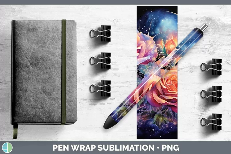 Galaxy Rose Pen Wrap Sublimation Epoxy Pen Designs