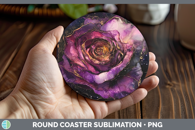 Galaxy Rose Round Coaster Sublimation Coaster Designs