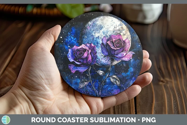Galaxy Rose Round Coaster Sublimation Coaster Designs