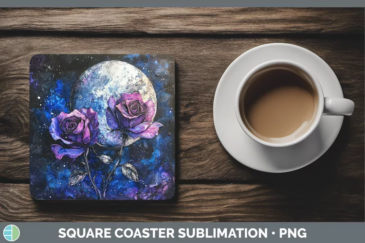 Galaxy Rose Square Coaster Sublimation Coaster Designs