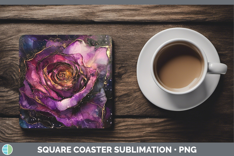 Galaxy Rose Square Coaster Sublimation Coaster Designs