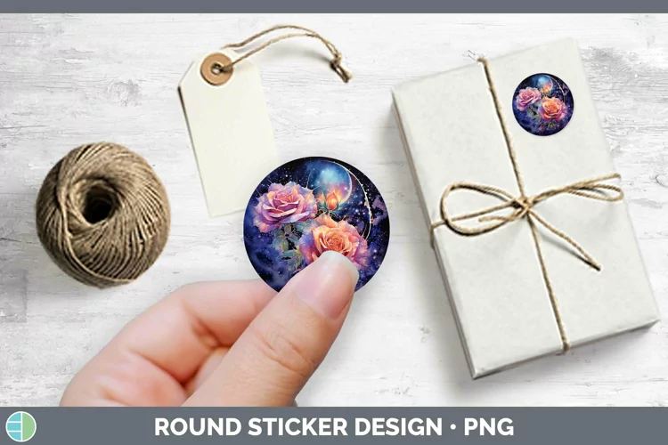 Galaxy Rose Stickers | Round Labels Designs