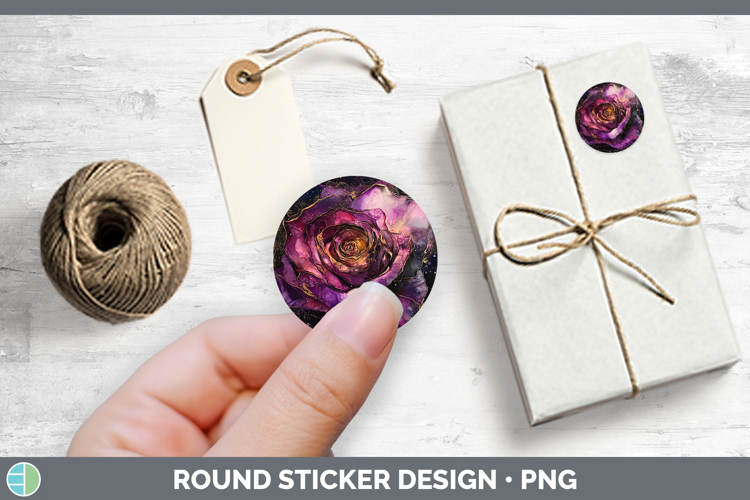 Galaxy Rose Stickers | Round Labels Designs