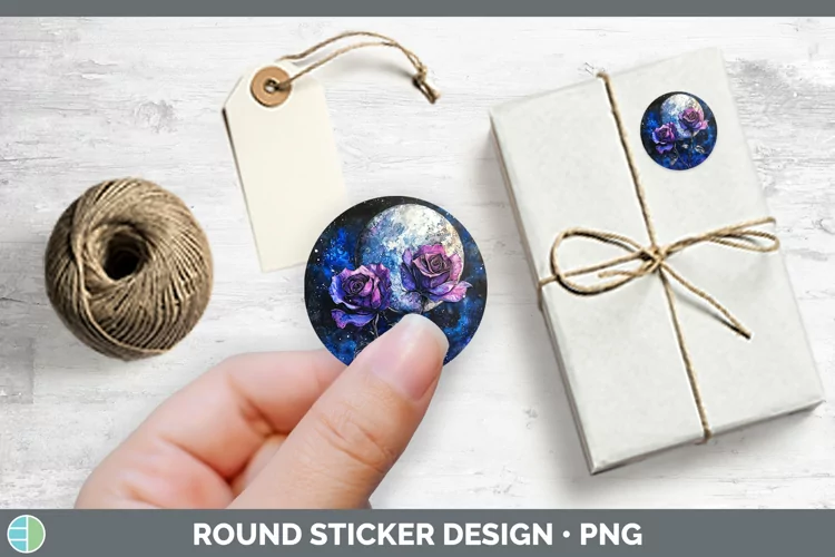 Galaxy Rose Stickers | Round Labels Designs