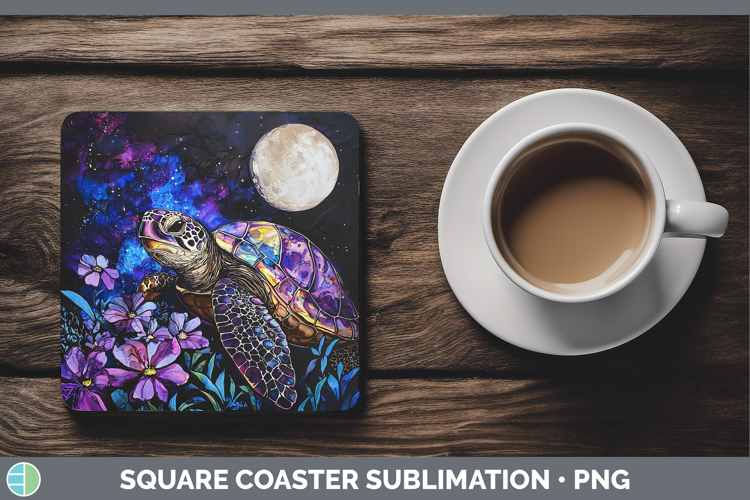 Galaxy Sea Turtle Square Coaster Sublimation Coaster Designs