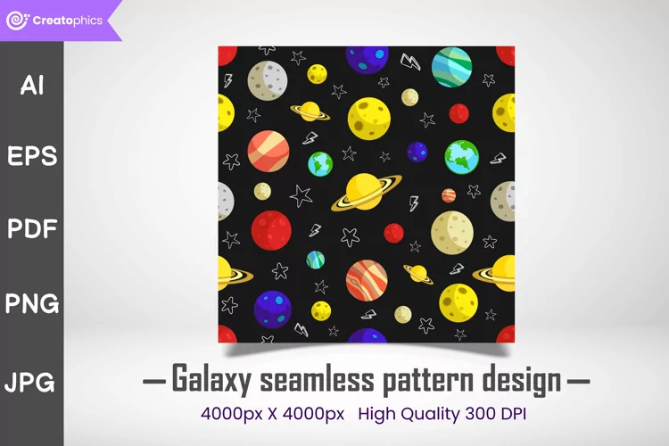 galaxy seamless pattern design and digital paper