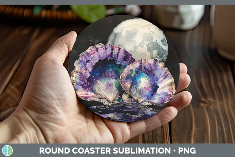 Galaxy Seashell Round Coaster Sublimation Coaster Designs