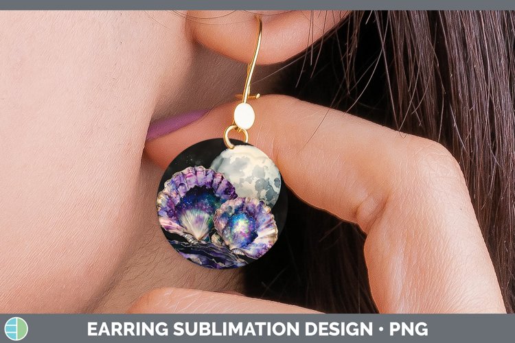 Galaxy Seashell Round Earrings Sublimation Earrings Designs