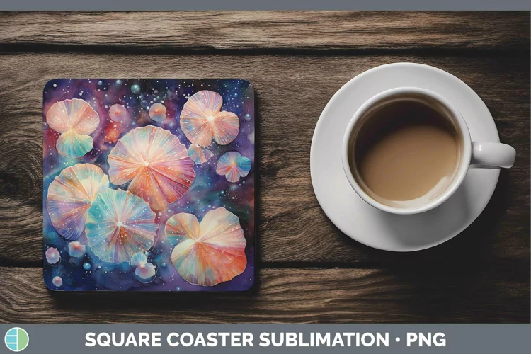 Galaxy Seashell Square Coaster Sublimation Coaster Designs